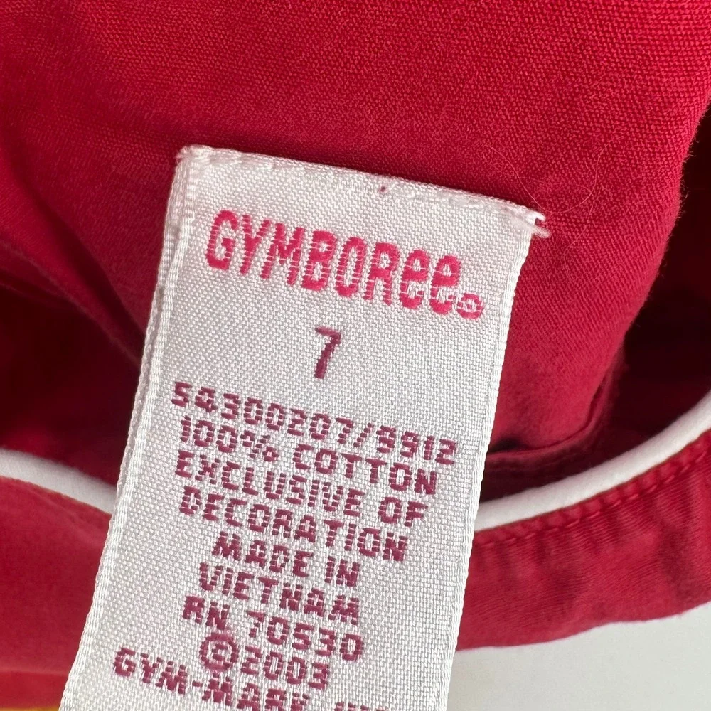 Vtg Y2K Gymboree Girls Applique Jumper Dress Heart Cutout Back Sz 7 Cotton 2003